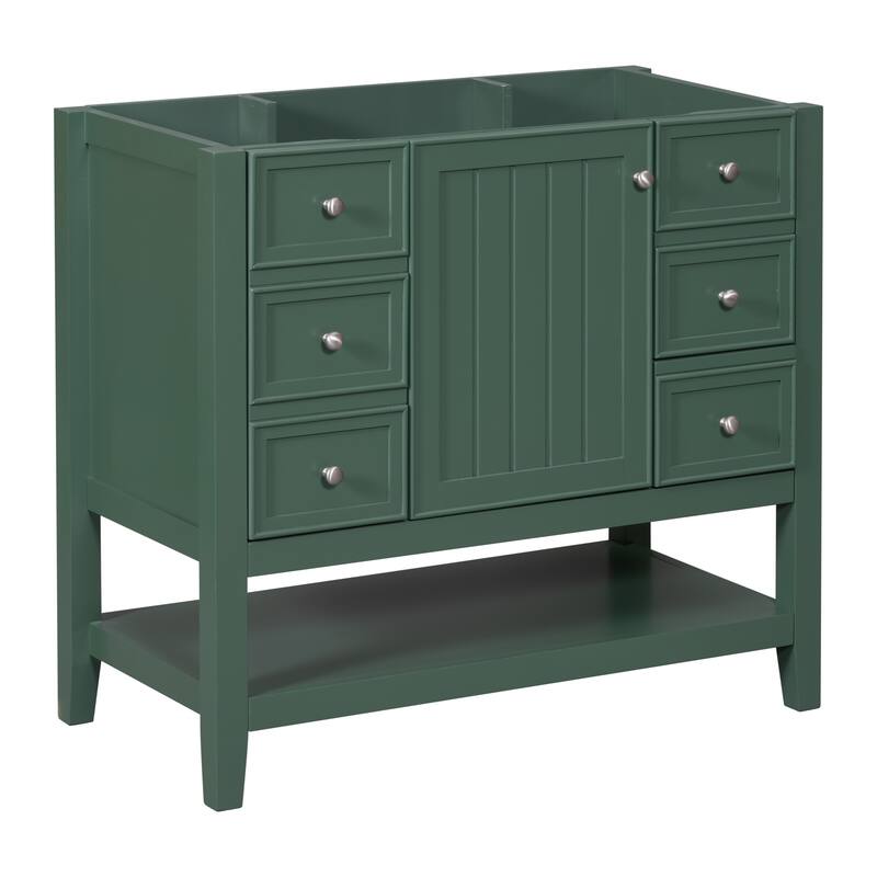 36" Bathroom Vanity without Sink, Cabinet Base Only, One Cabinet and three Drawers