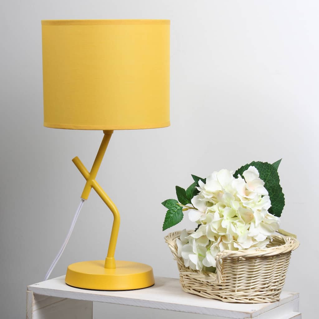 Abstract Angular Table Lamp with Drum Shade - 17" - Yellow