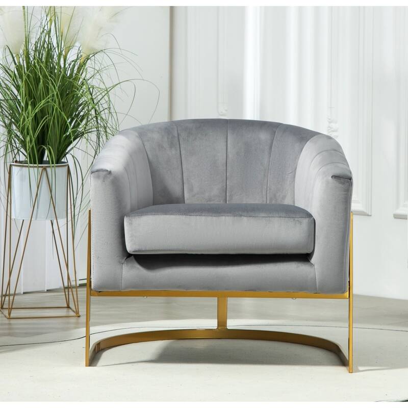 Modern Velvet Gold Accent Armchair