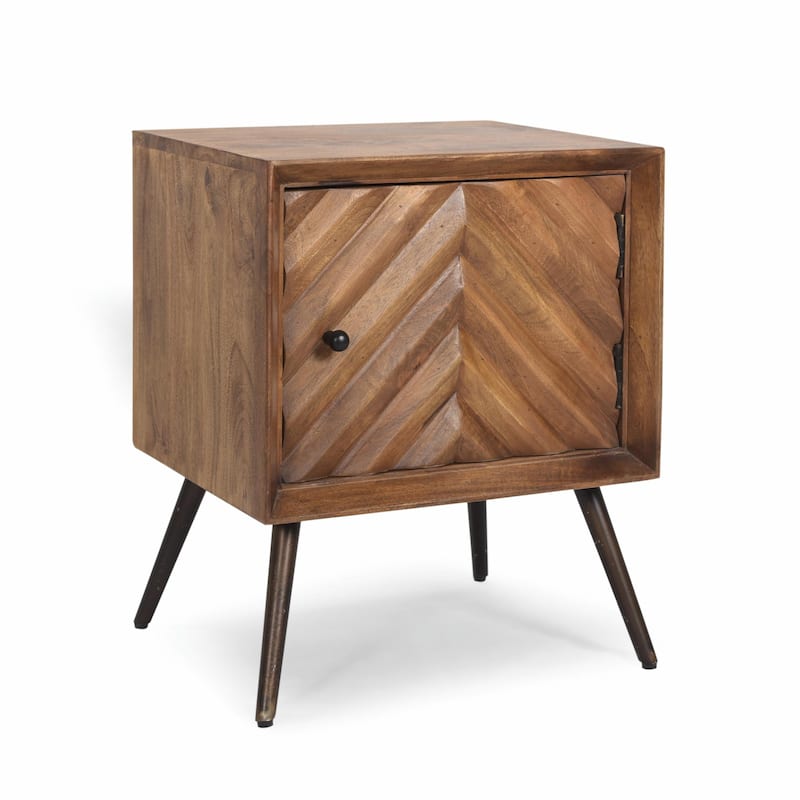 Mango Wood Cabinet with Iron Legs - Mid-Century Boho Storage