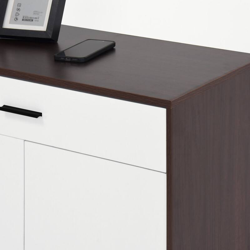 Modern 4-Tier Shoe Cabinet with Drawer & Adjustable Shelves, White Wooden Entryway Storage Organizer