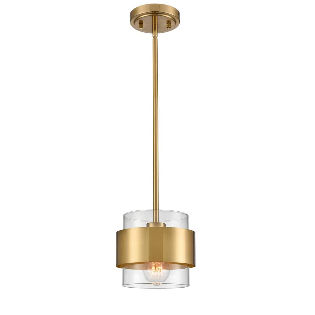 Murcia Modern Brass Rod-Hung Pendant 1-Light, Clear Glass Shade
