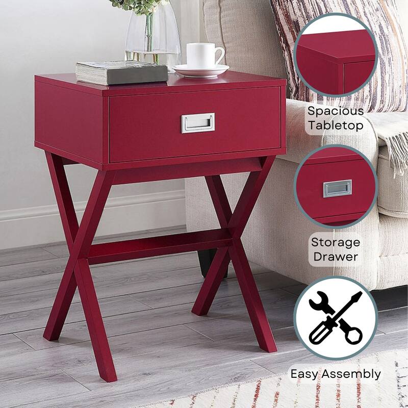 End Table with Large Trunk Style Drawer and Smooth Top Surface, Modern Storage Accent Table with Concealed Space for Essentials