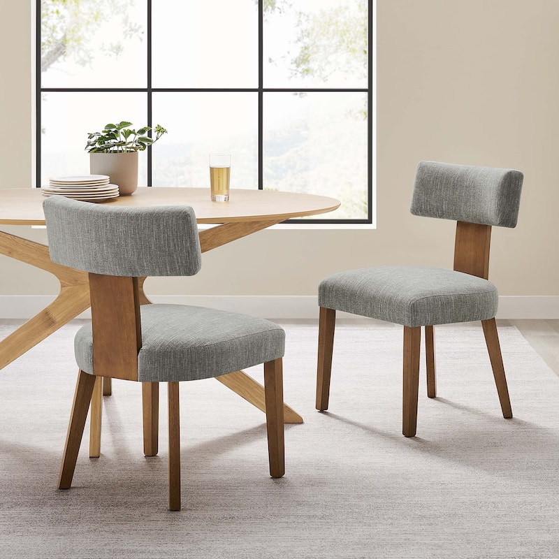 Nalani Dining Chairs - Set of 2 - Heathered Weave Wheat Deep Brown
