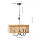 preview thumbnail 10 of 14, 5-Light Farmhouse Boho Rustic Woven Rattan Pendant Light Round Drum Hand Woven Bamboo Rattan Chandelier - 19.6 in. W