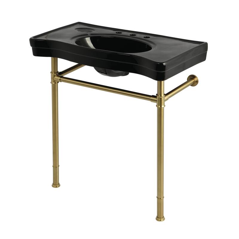 Kingston Brass KVPB36198K Imperial 36" Rectangular Ceramic and - Black / Brushed Brass