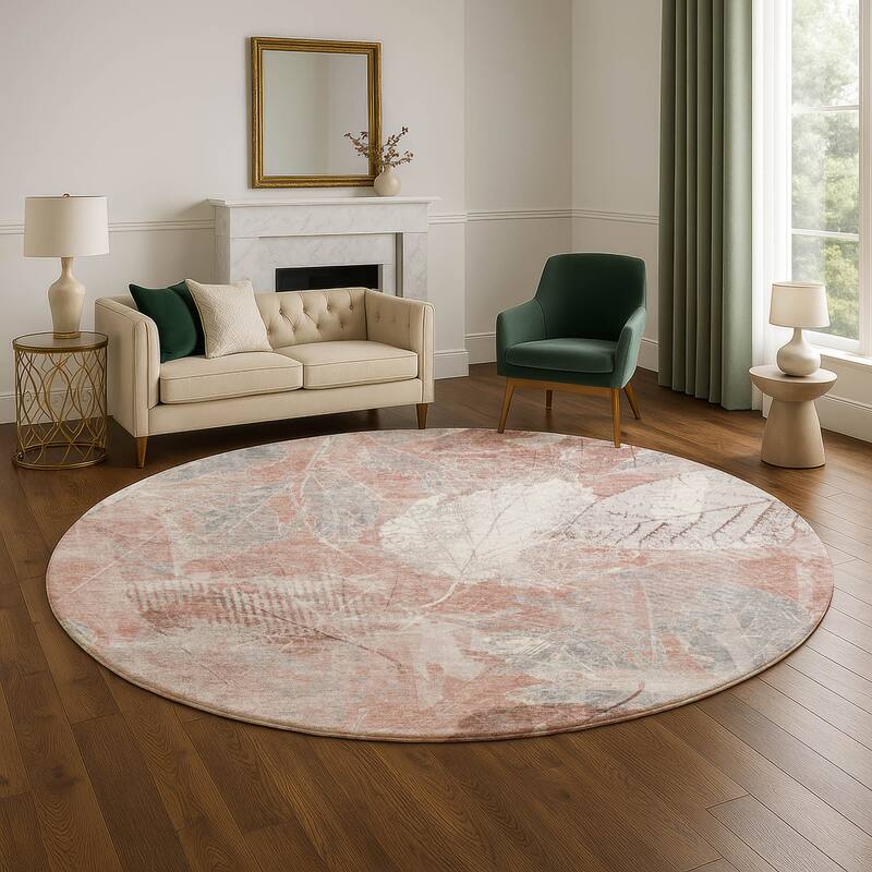 Premium Washable Super Soft Floral Imprints Mayfield Rug - Salmon - 8' x 8'