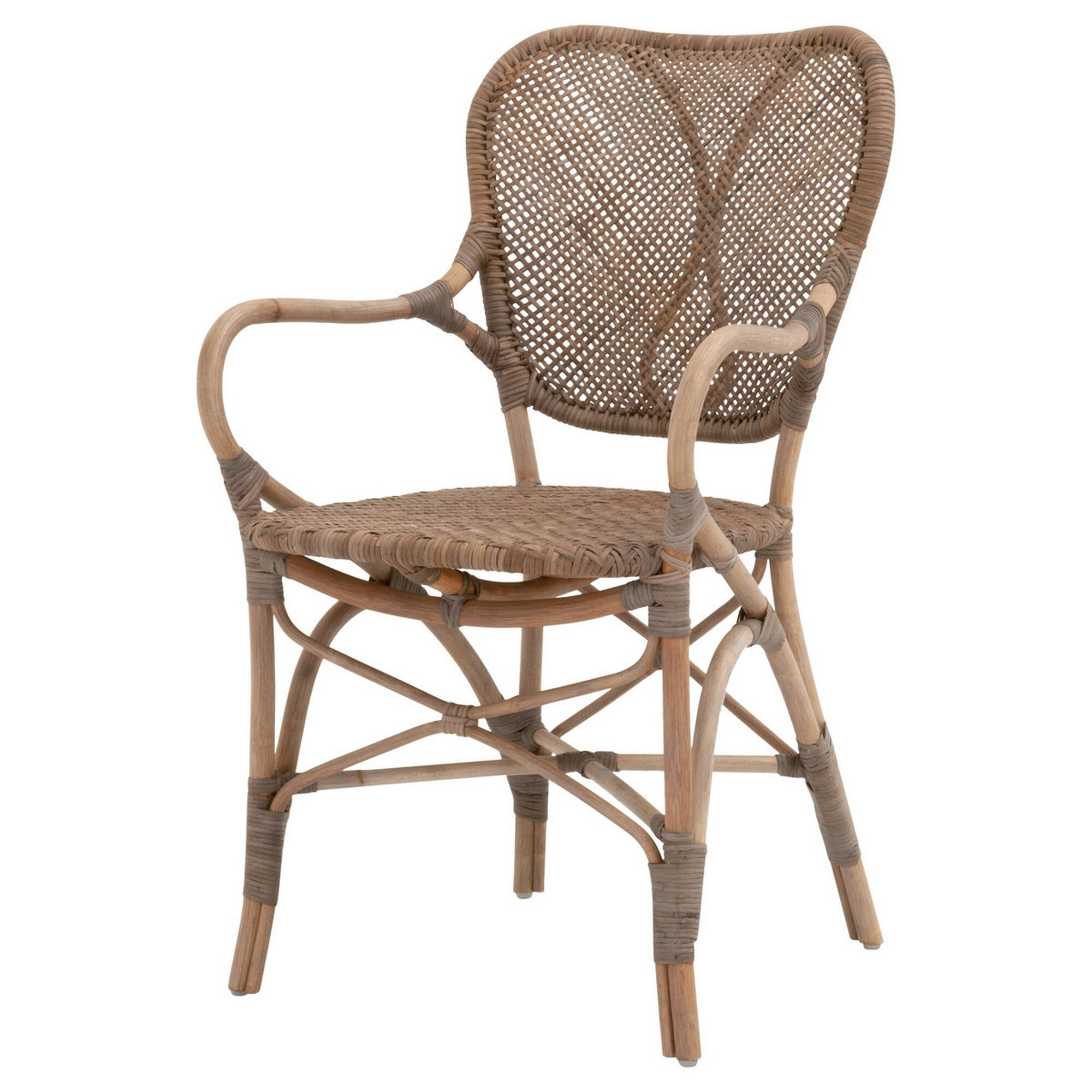 18 25 Inches Cottage Style Rattan Woven Arm Chair Brown Overstock 32929786