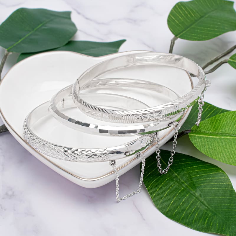 Victoria Townsend .925 Sterling Silver Pattern Bangle Bracelet