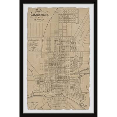 'Map of the City of Savannah, Georgia' Framed Painting Print