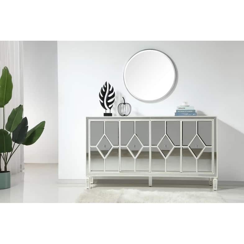4-Door Mirrored Accent Cabinet