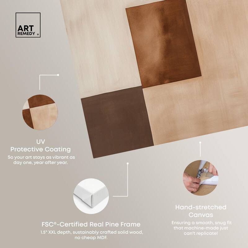 Cream and Brown Panels III Canvas by Art Remedy, Gallery Wrapped