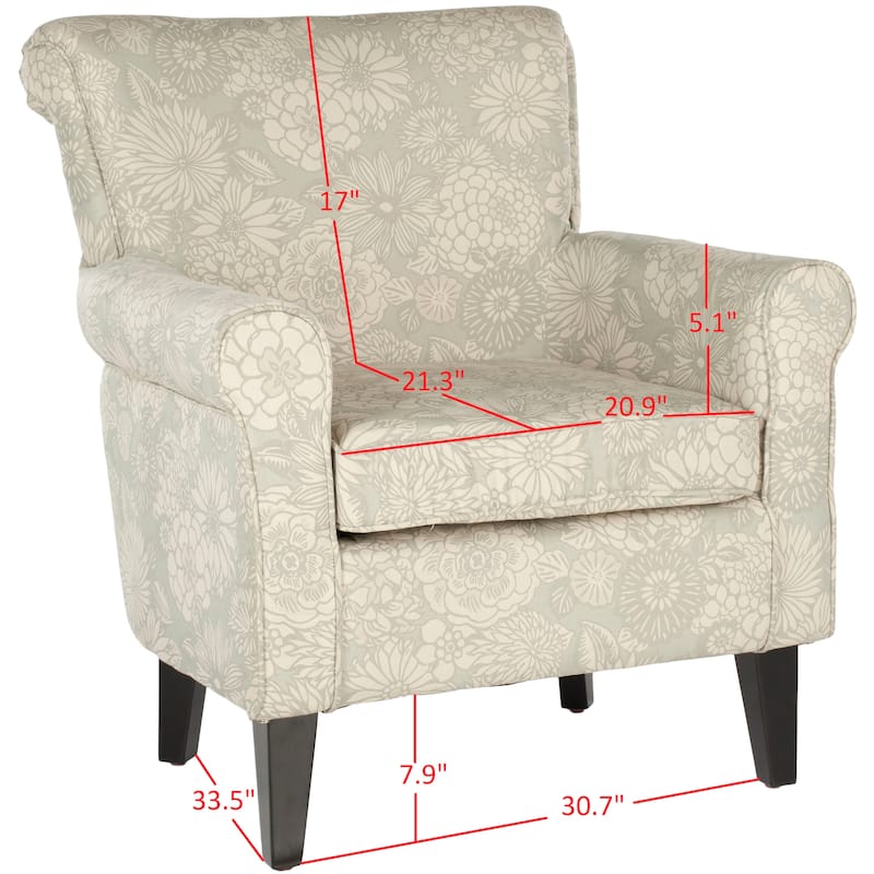 SAFAVIEH Gramercy Garden Motif Grey Club Chair - 30"W x 33"D x 32"H