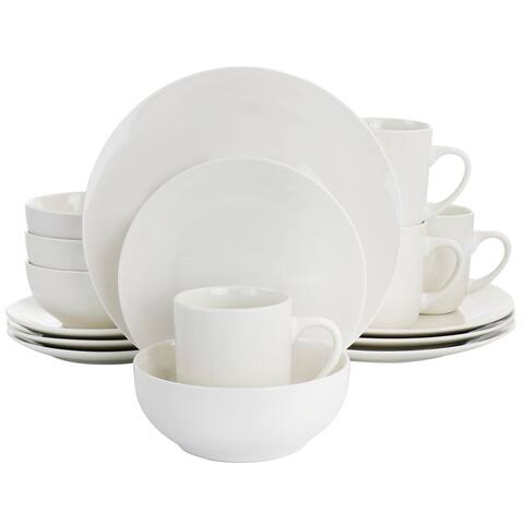Gibson Home Milton Court Fine Ceramic 16 Piece Dinnerware Set in White - 16 pc