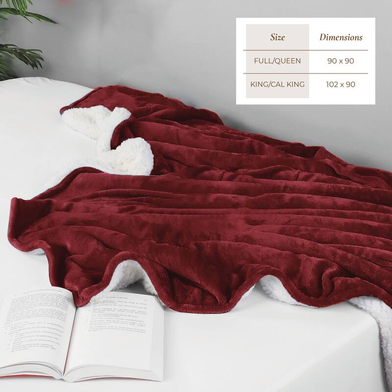 Linery & Co. Velvet Plush Reversible Sherpa Bed Blanket