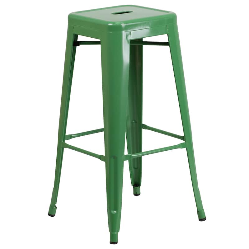 23.75-inch Square Metal Indoor-Outdoor Bar Table Set - 27.75"W x 27.75"D x 40"H
