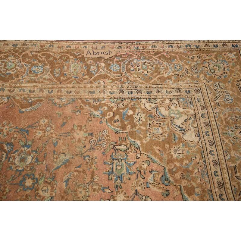 Hand Knotted Oriental 100% Wool Carpet Traditional Floral Coral Kashan Area Rug - 9' 1'' X 6' 5''