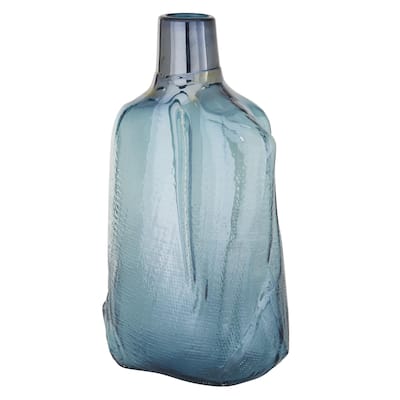 Glass Handmade Blown Decorative Vase - Blue - Roche River Decor