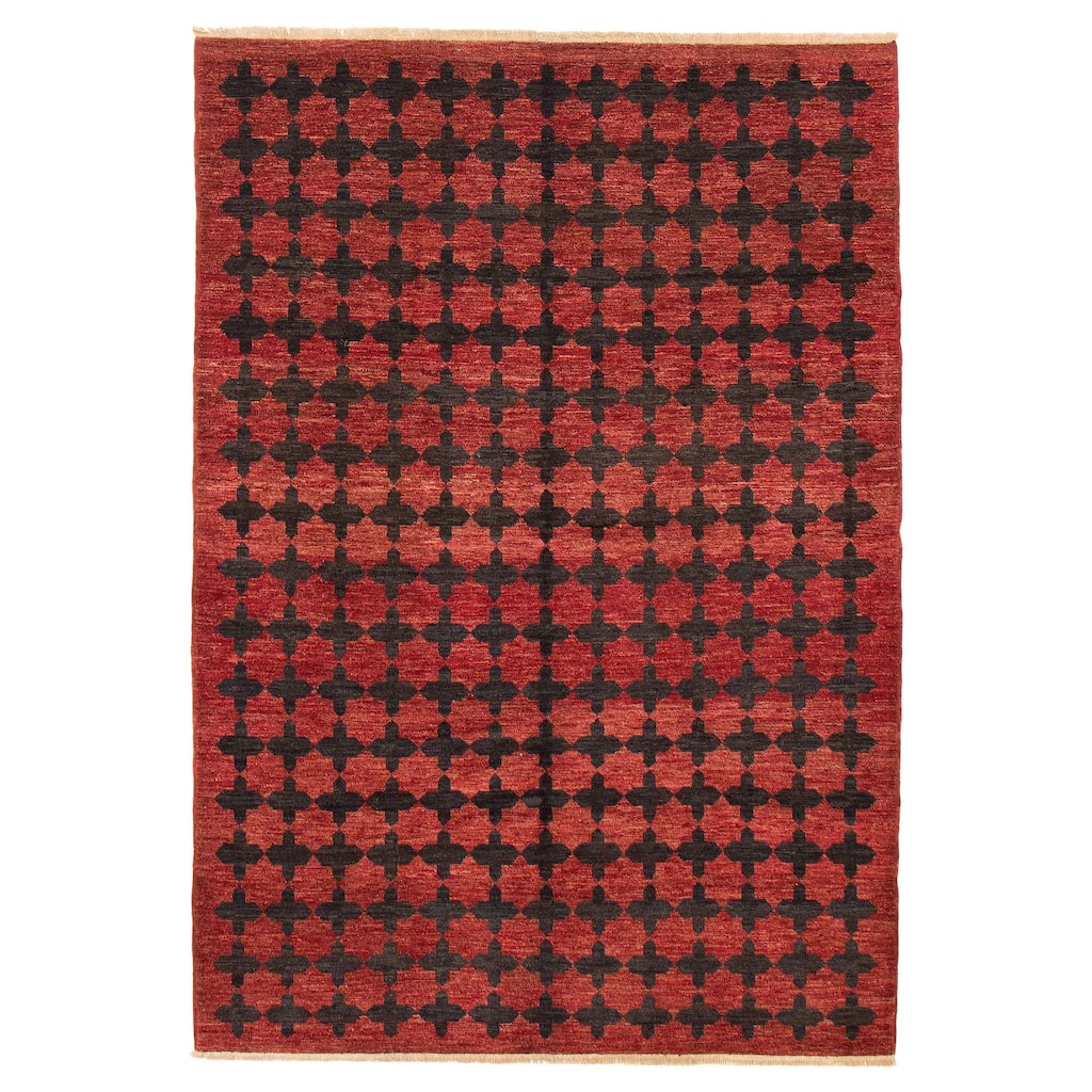 ECARPETGALLERY Hand-knotted Finest Peshawar Ziegler Red Wool Rug - 5'10 x 8'6