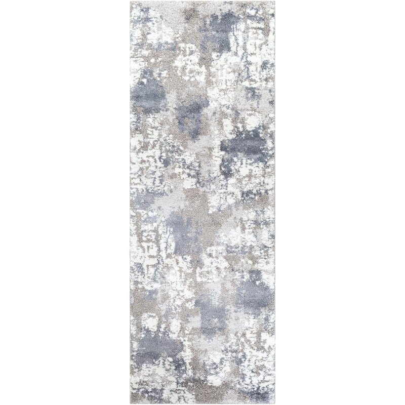 Livabliss Venice Mid-Century Abstract Area Rug - 2' 7" x 7' 3" - Denim