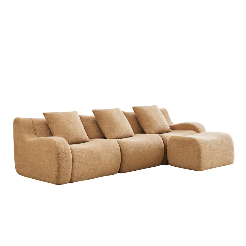 GDF Studio - Fairford 3-Seat Modular Sofa With Curved Armrests & Non-Slip Base