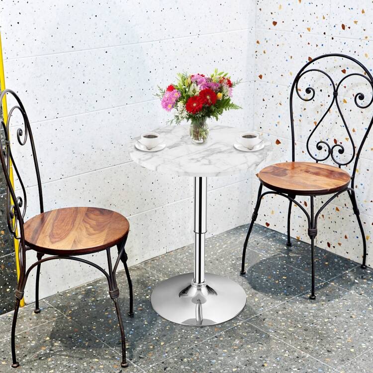 Round Height Adjustable Bistro Bar Table - 24" x 24" x (28-36)" (L x W x H)