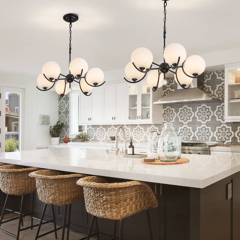 Starsky 6-Light 27inch Modern Sputnik Ceiling Light Glass Globe Bubble Chandelier