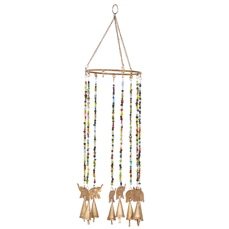 Gold Iron Eclectic Windchime 17 x 7 x 7 - 7 x 7 x 17