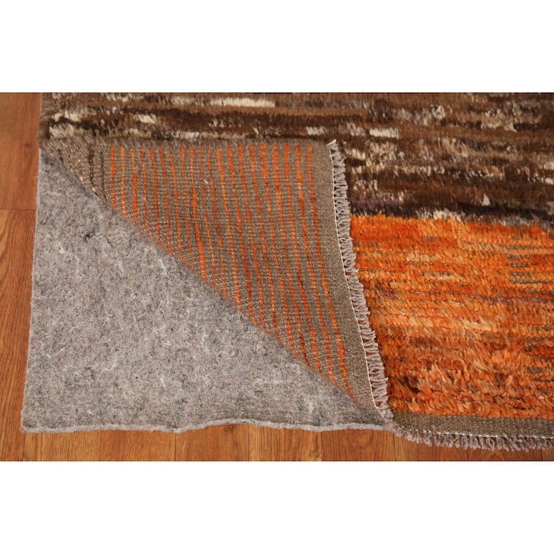 Checkered Moroccan Area Rug Hand-Knotted Wool Carpet - 6'8" x 9'11"