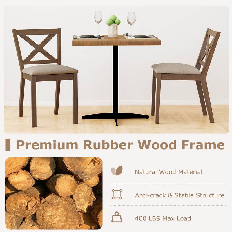 Costway Dining Chair Set of 2/4 Upholstered Seat & Breathable X-shaped