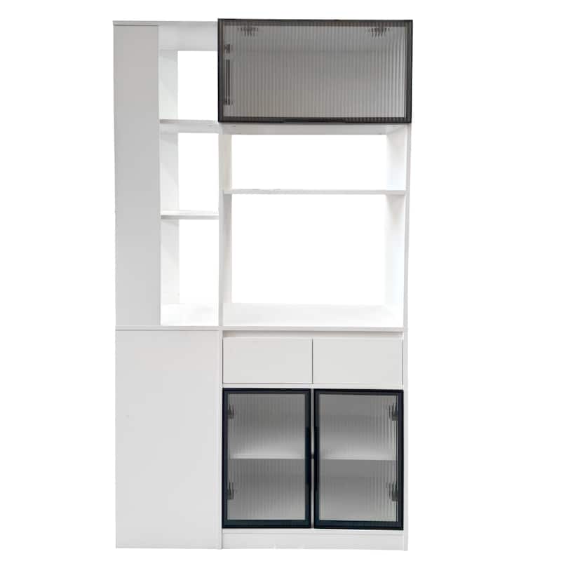 71" Tall Wooden Storage Cabinet for Hallway, Modern Multi-Functional Entrance Organizer