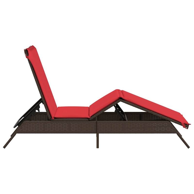 vidaXL Sun Lounger with Cushion Chaise Lounge Poly Rattan Brown/Gray/Black - 9.1 x 31.0 x 13.2