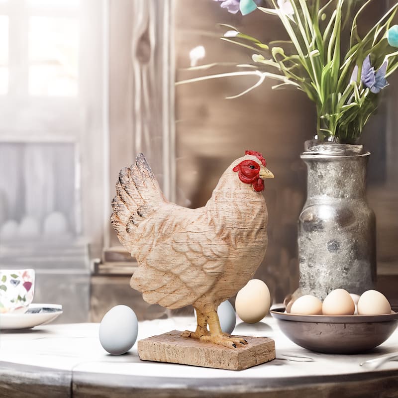 Resin 'Carved' Hen 8" - 8