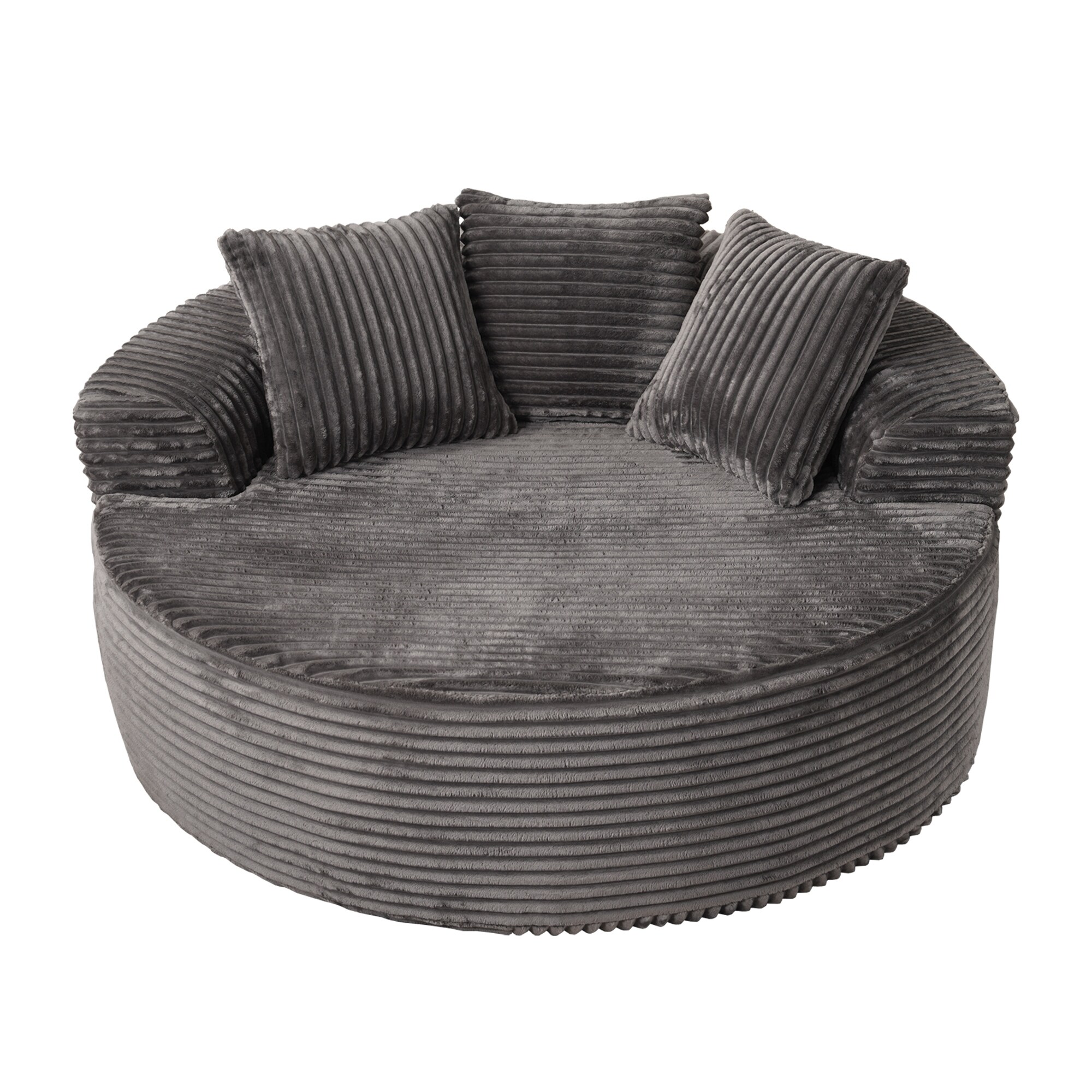 XIZZI Modern Round Plush Lounge Sofa with Cushions