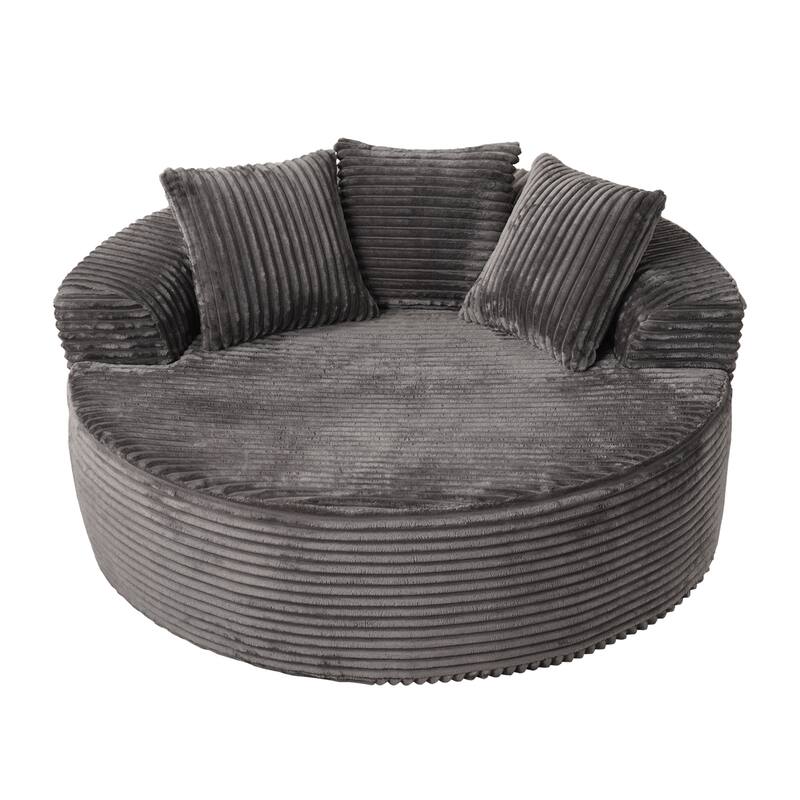 XIZZI Modern Round Plush Lounge Sofa with Cushions