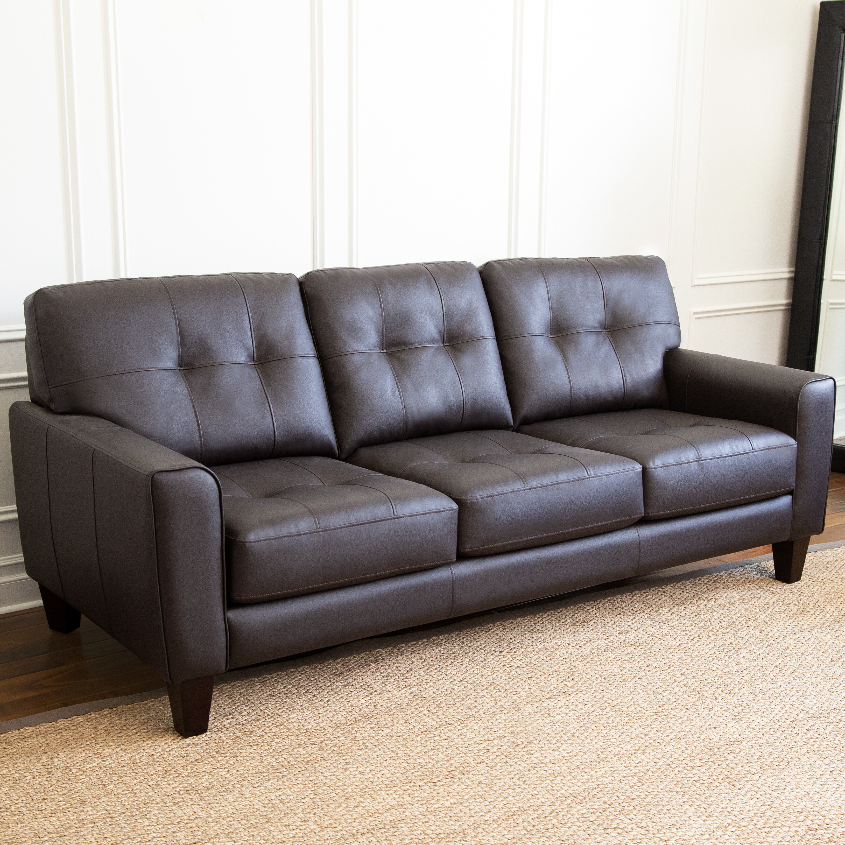 Abbyson Ballard Brown Tufted Sofa Overstock 22848910