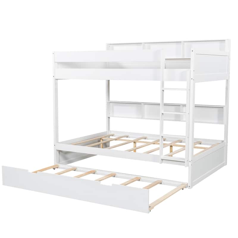 Bunk Bed with Trundle & Dual-Side Storage Shelves by Harper&Bright Designs