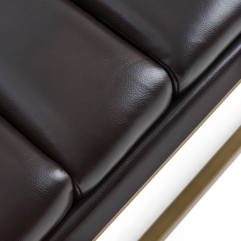 Modrest Bridger Modern Black Vegan Leather & Brass Dining Bench