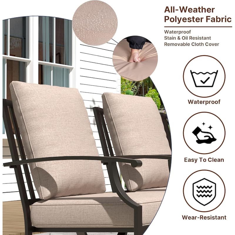 Kullavik 8 Pieces Outdoor Dining Set with 6 Swivel Chairs, X-Leg Table and Double-Sided Umbrella