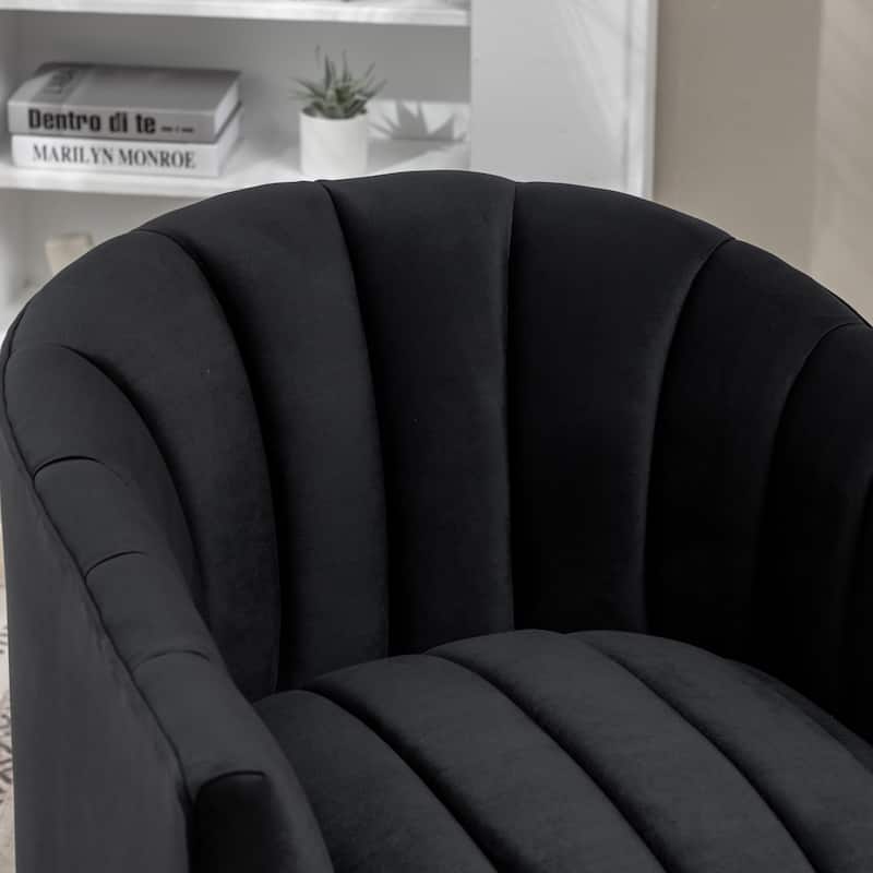 SEYNAR Modern Glam Velvet Upholstered Round Swivel Accent Arm Barrel Chair for Living Room