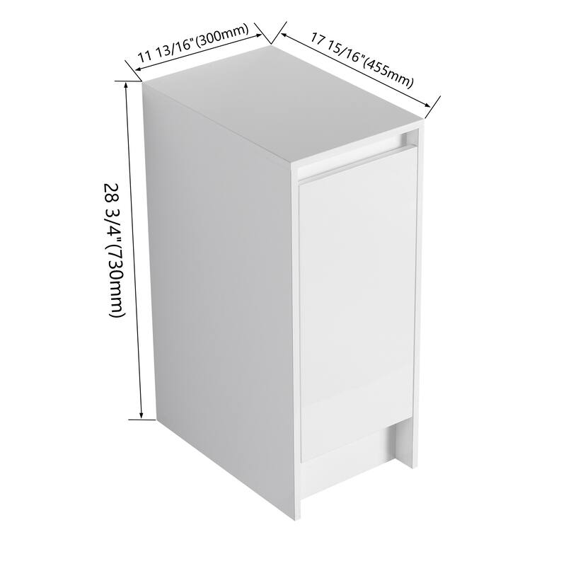 12" Freestanding Bathroom Storage Cabinets,Soft Close Doors,Floor Mounting Design