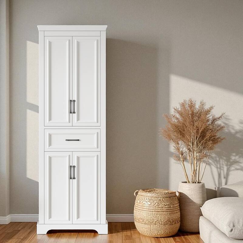 70.8 Inch Tall Freestanding Bathroom Cabinet with 4 Doors, 1 Drawer, Adjustable Shelves, Soft-Close Hinges