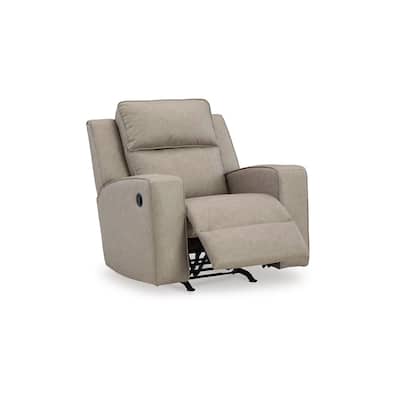 Livie Manual Rocker Recliner Chair, Cupholder, Beige Gray Faux Leather