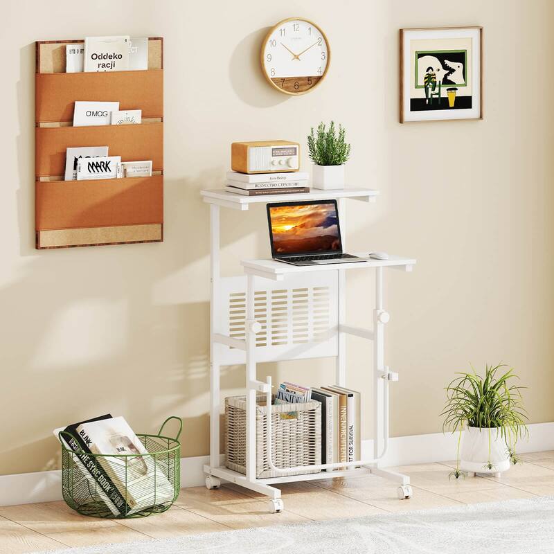 Costway Mobile Stand Up Desk Height Adjustable Computer Standing Desk - See Details