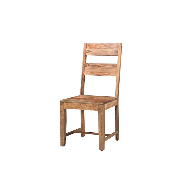 HomeRoots Set of Two Brown Solid Wood Ladder Back Dining Side Chairs - 18 in. x 39 in. x 18 in.