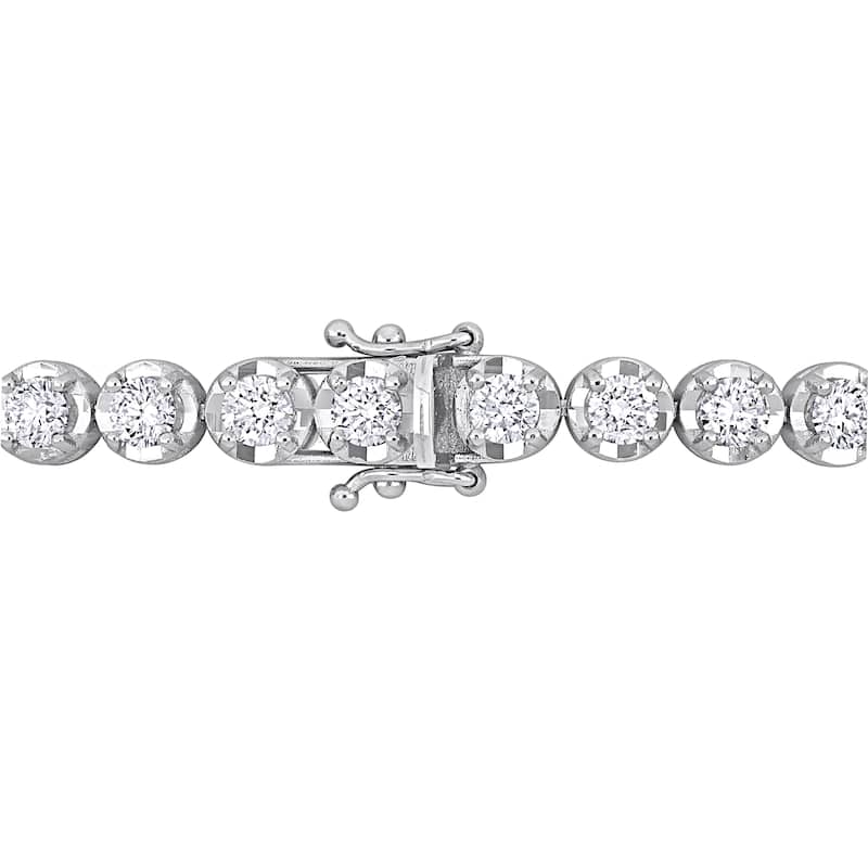 Miadora 14k White Gold Diamond Tennis Bracelet 1 1/3 to 6 1/10ct TDW