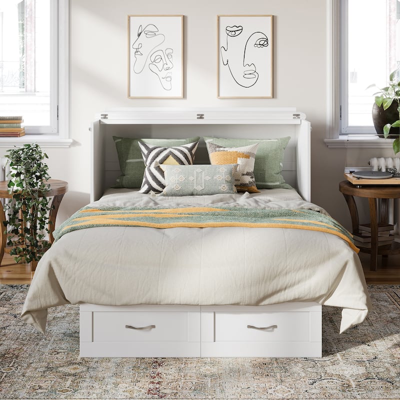 Monroe Full Murphy Bed Chest with 6" Memory Foam Mattress