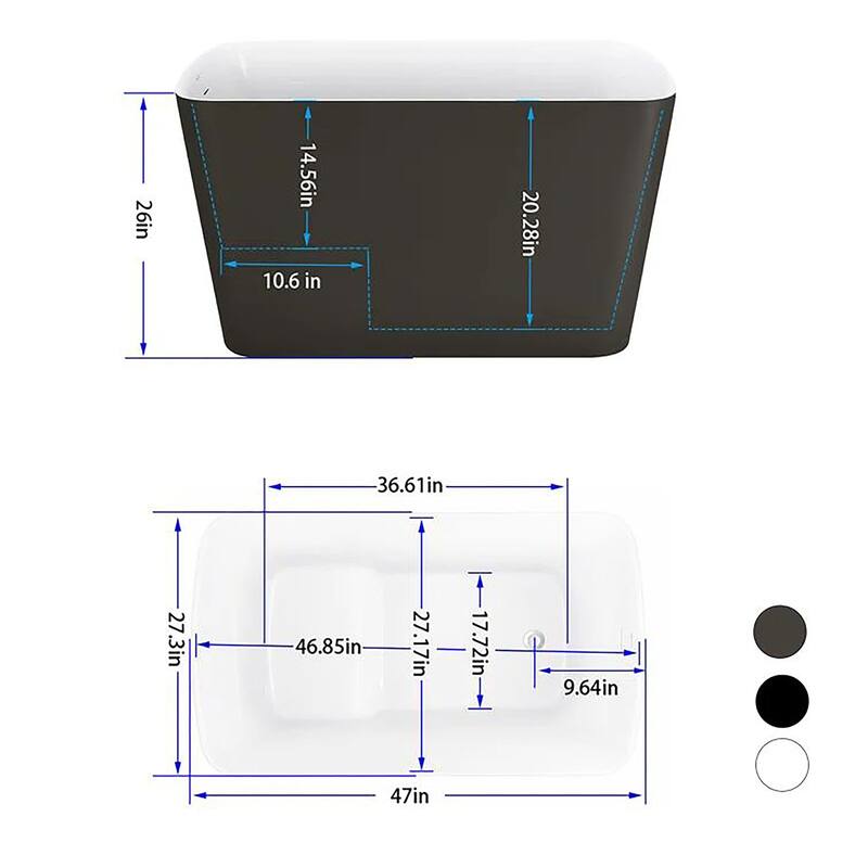 GIVINGTREE 47" L x 27"W Freestanding Soaking Acrylic Bathtub