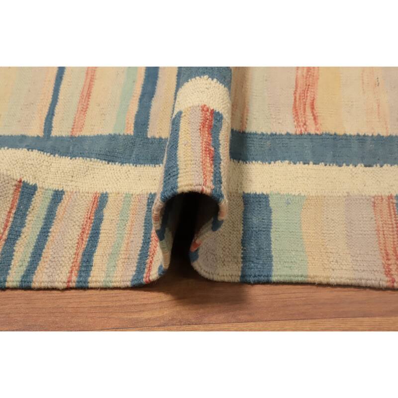Hand Woven Oriental 100% Wool Carpet Southwestern Tribal Multi-Colored Kilim Area Rug - 9' 8'' X 8' 0''