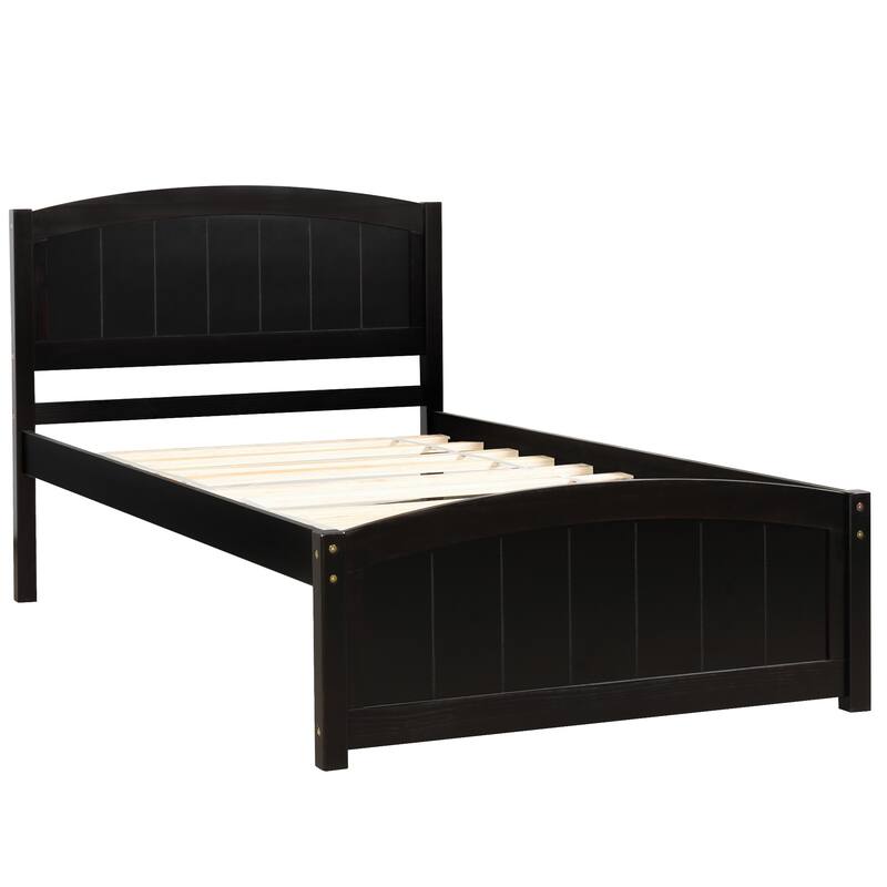 Elegant Twin Bed Frame - Sturdy Pine Wood Platform Bed with Slat Support